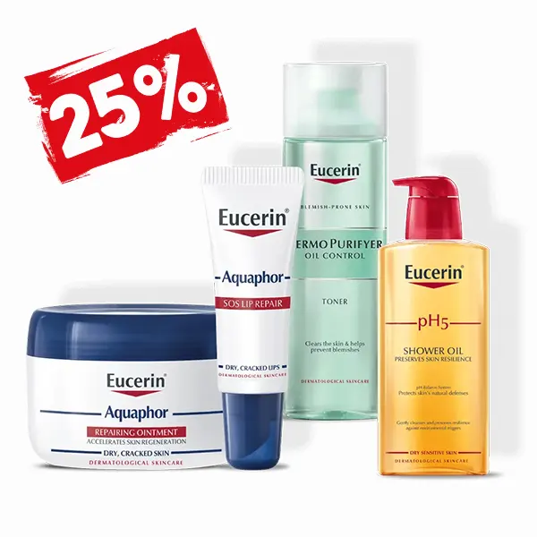 Eucerin products with 25% discount this month only