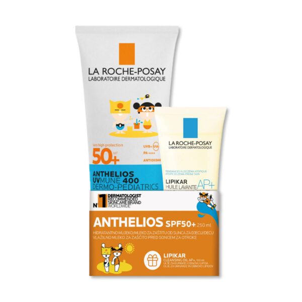 LA ROCHE POSAY ANTHELIOS UVMUNE 400 DERMO PEDIATRIC КРЕМ СО ЗАШТИТЕН ФАКТОР 250 мл + LIPIKAR МАСЛО ЗА КАПЕЊЕ 100 мл